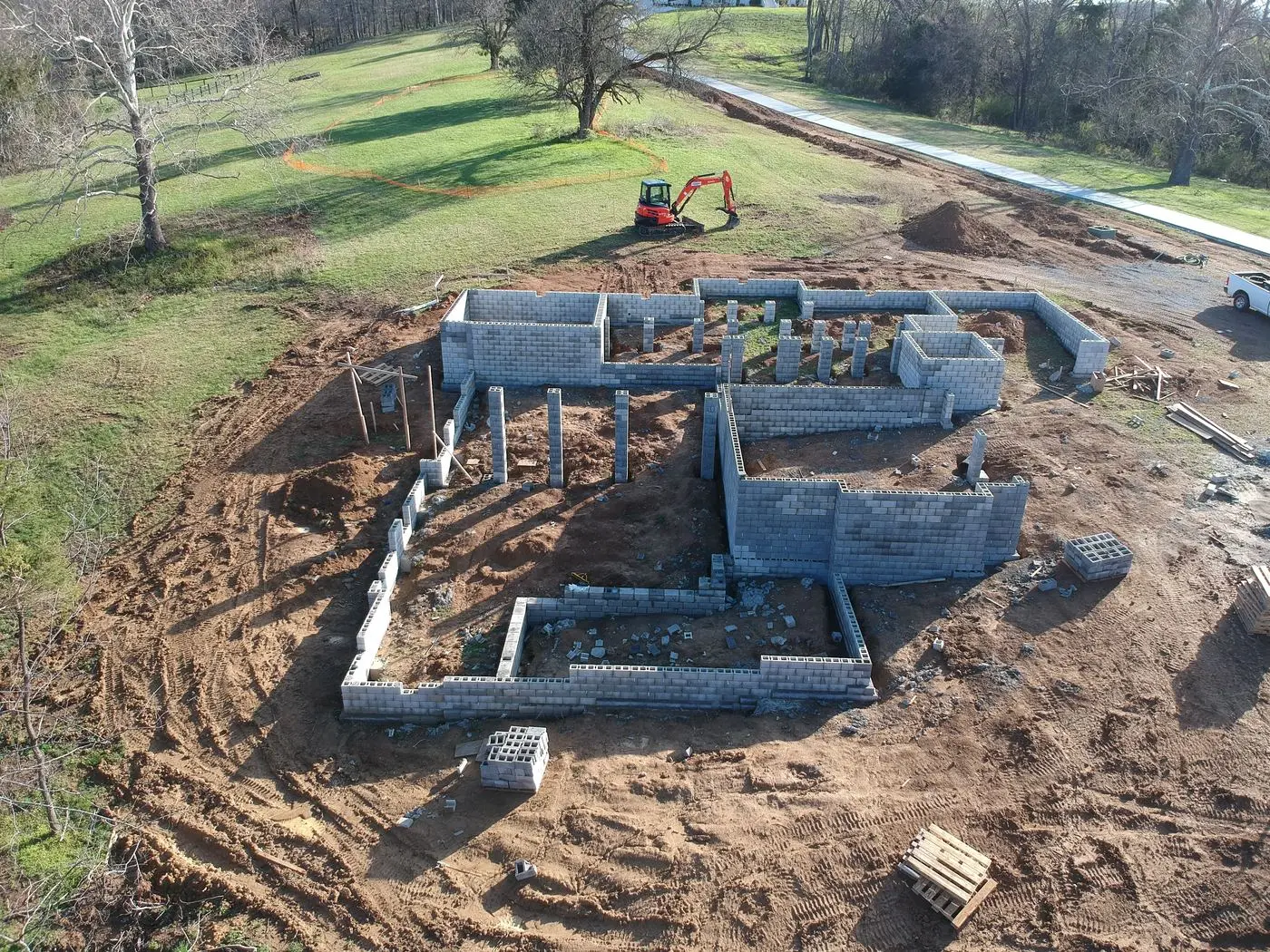 Wall footings excavated, formed and reinforced